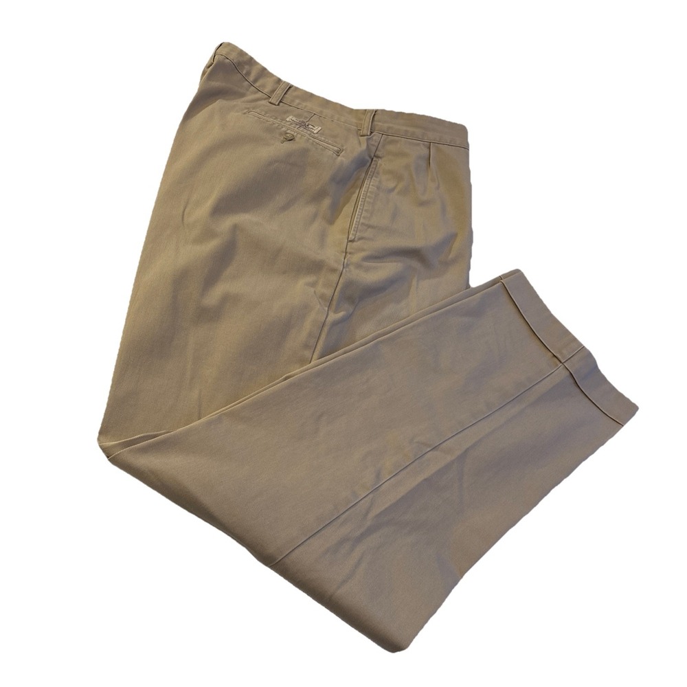 Vintage Polo Ralph Lauren Hammond Pant Mens 40x32 Khaki Tan Pleated Cotton Chino